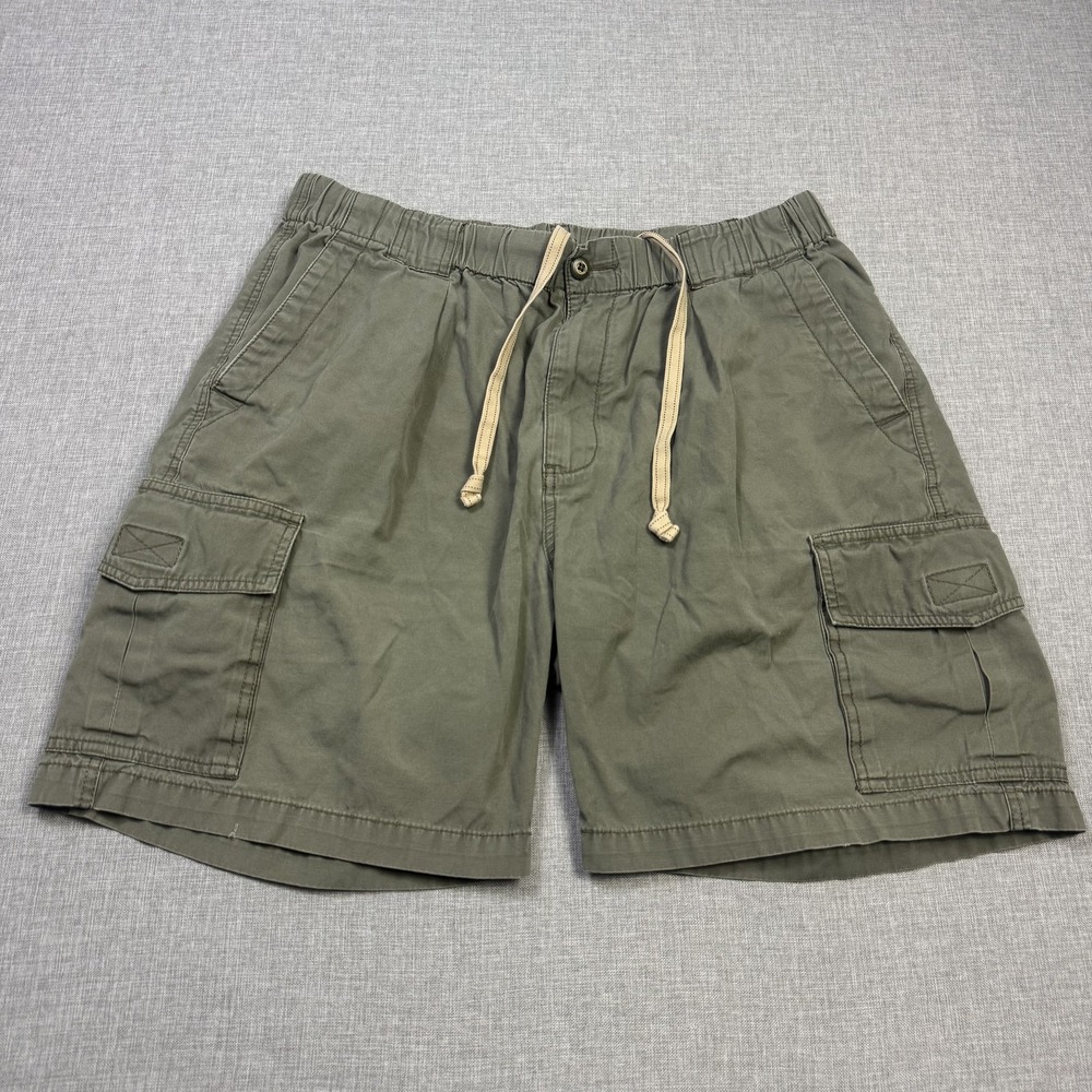 Tommy Bahama Cargo Shorts Mens Large Waist Green 9" Relax Drawstring Canvas